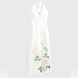 Abercrombie & Fitch Julia Slip Halter White Floral Maxi Dress